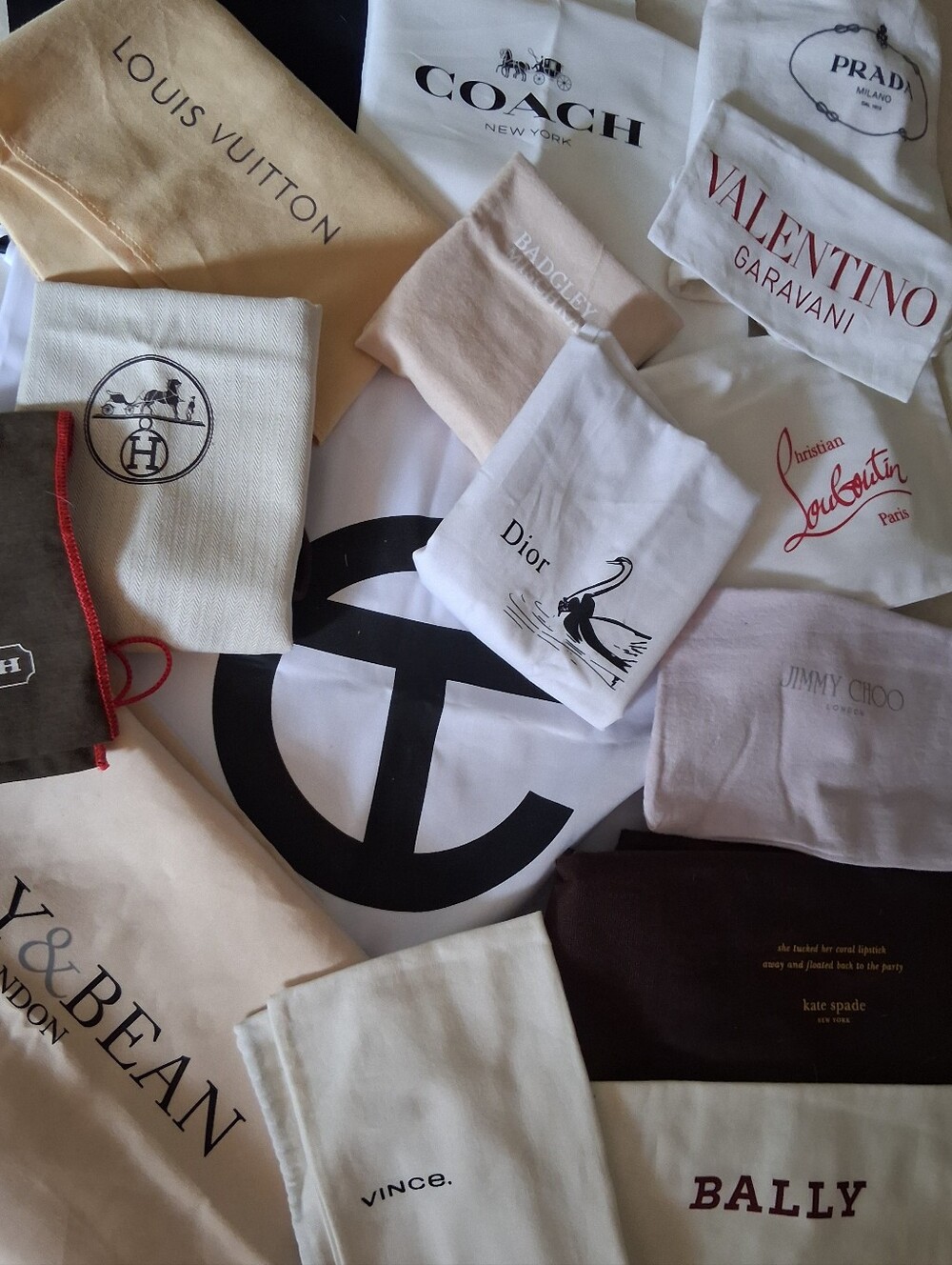 Designer Dust Bags: Prada, Coach, Hermes, Chanel, Louboutin, Jimmy Choo, etc.